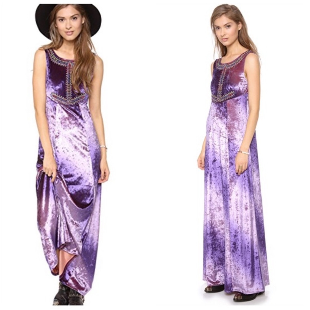 Free People Hello Gorgeous Purple Velvet Maxi Dress - Picture 4 of 5